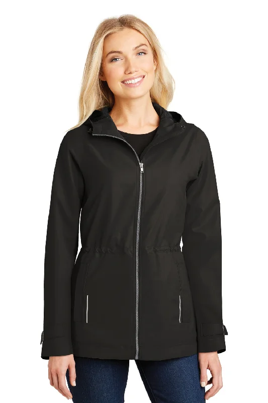 Port Authority Womens Northwest Slicker Waterproof Full Zip Hooded Jacket - Black