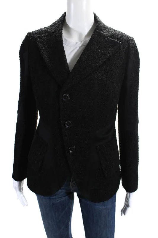 Shiro Sakai Womens Three Button New Classic Tailored Jacket Jet Black Medium