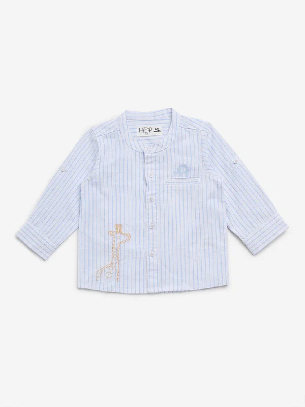 HOP Baby Blue Striped Design Cotton Shirt