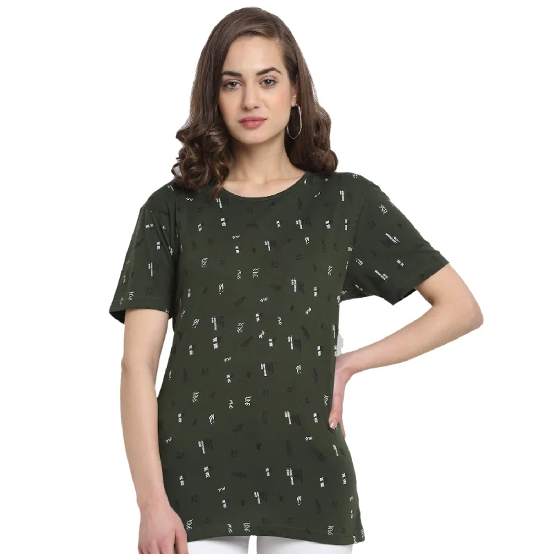 Vimal Jonney Olive Half Sleeve T-shirt For Women's