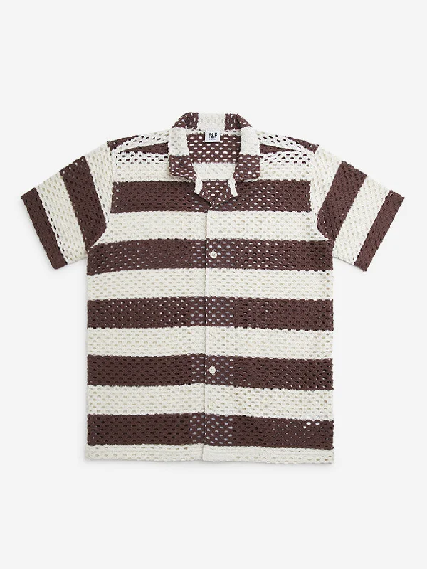 Y&F Kids Brown Knitted Resort-Fit Shirt