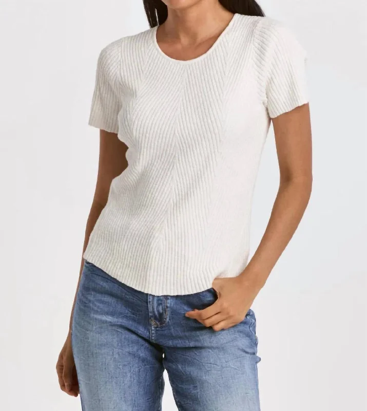 Elandra Crew Neck Short Sleeve Top In Ivory