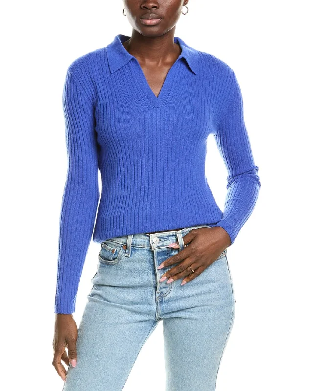 sofiacashmere Rib Polo Cashmere Shirt