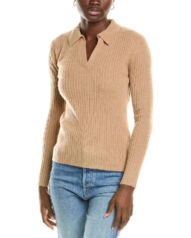 sofiacashmere Rib Polo Cashmere Shirt