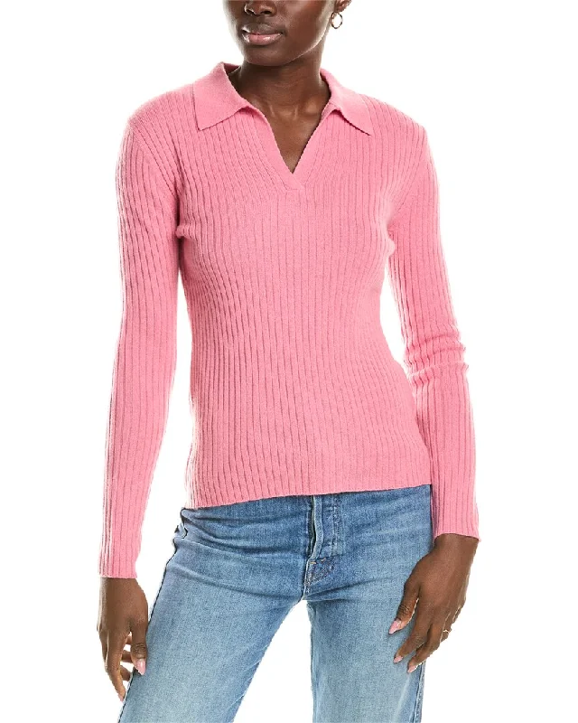 sofiacashmere Rib Polo Cashmere Shirt