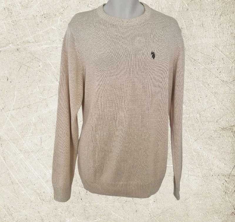 U.S Polo Association Beige Mens Crew Neck Sweater Size XXL