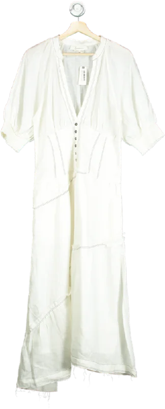 Anthropologie White Linen Maxi Dress UK M