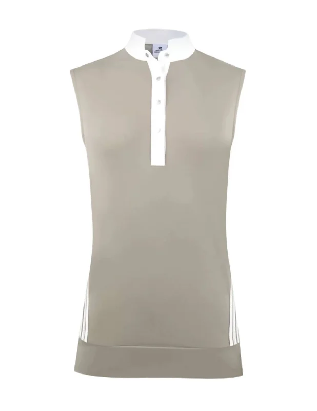 Cadence Sleeveless Polo Shirt In Sandy