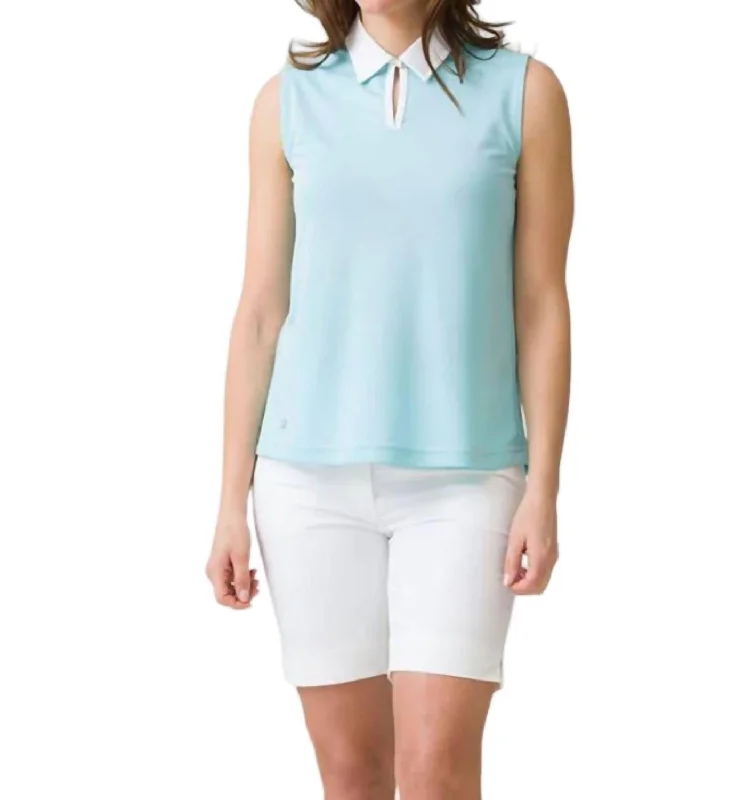 Stacia Sleeveless Polo Shirt In Azul