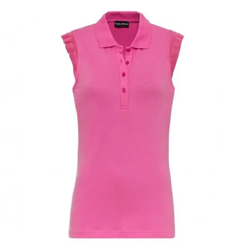 The Maddalena Cap Sleeve Polo In Pink