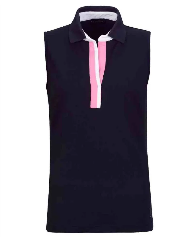 Women's Dancing Argyles Sleeveless Polo In Navy