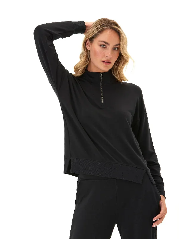 Whitnie Modal Terry 1/2-Zip Mock Neck Pullover