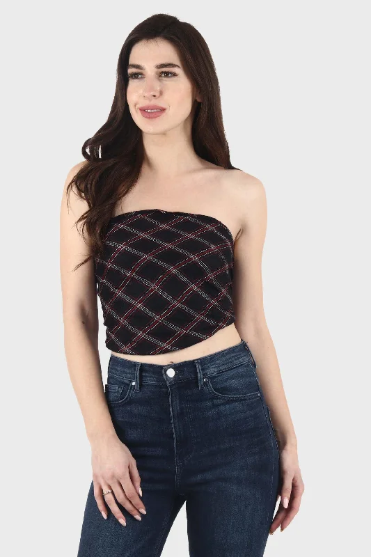 Black Checked Bandana Top