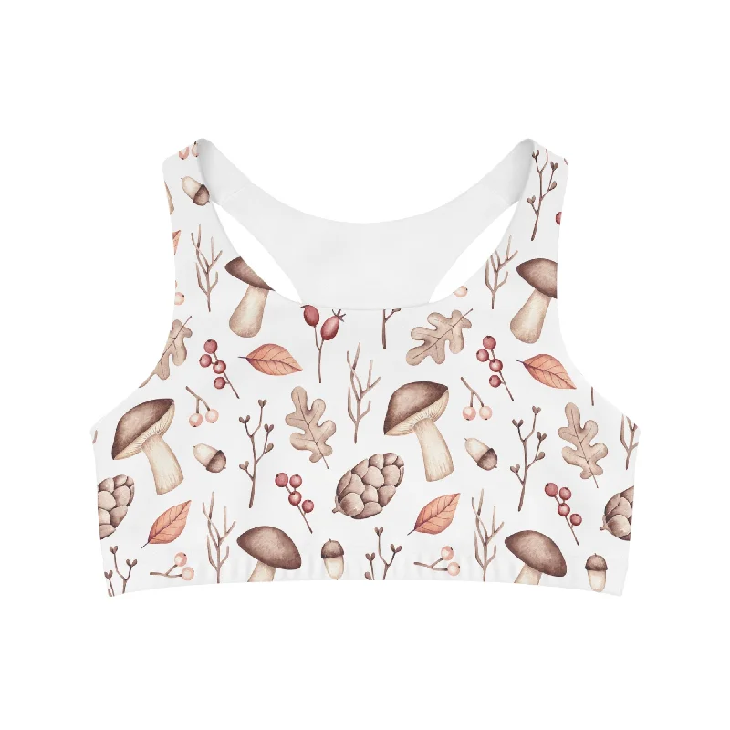 Seamless Sports Bra, Mushroom and Acorn