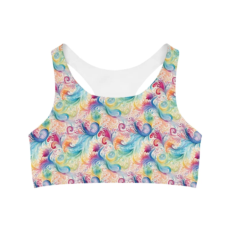 Seamless Sports Bra Rainbow PaisleyCroptopgadget