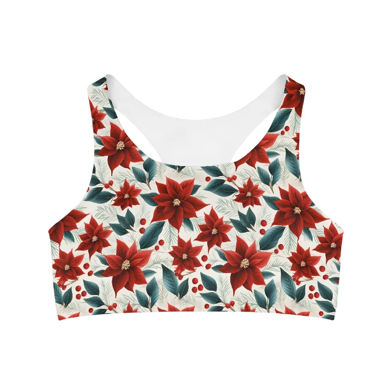 Seamless Sports Bra, Red PoinsettiaCroptopsmart