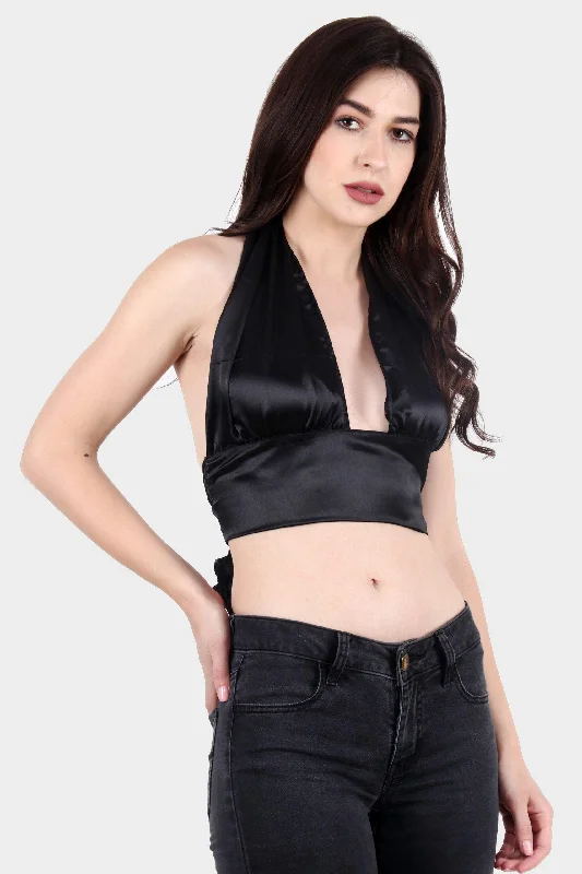 Solid Satin Multiway Crop Top