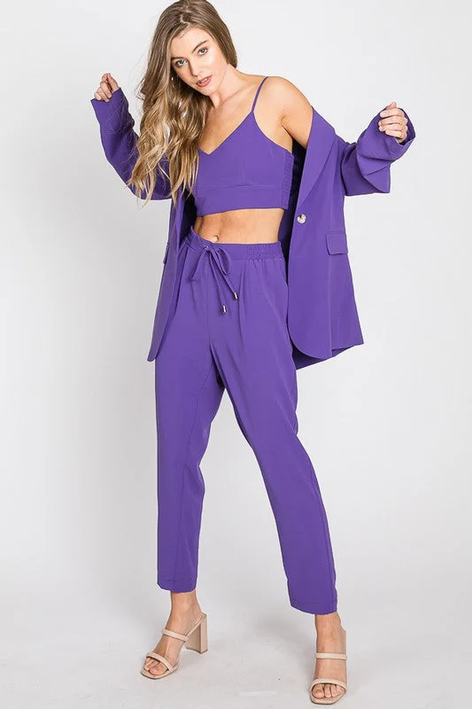 CEO Babe Blazer + Crop Top {Purple}