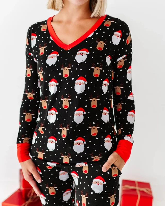 Snow Ho Ho Women's Long Sleeve V-Neck Shirt